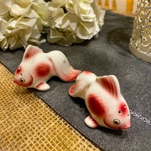 Vintage 1950s era Japanese angelfish salt and pepper shaker set.